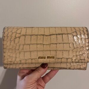 Miu Miu Crocodile Embossed Leather Wallet